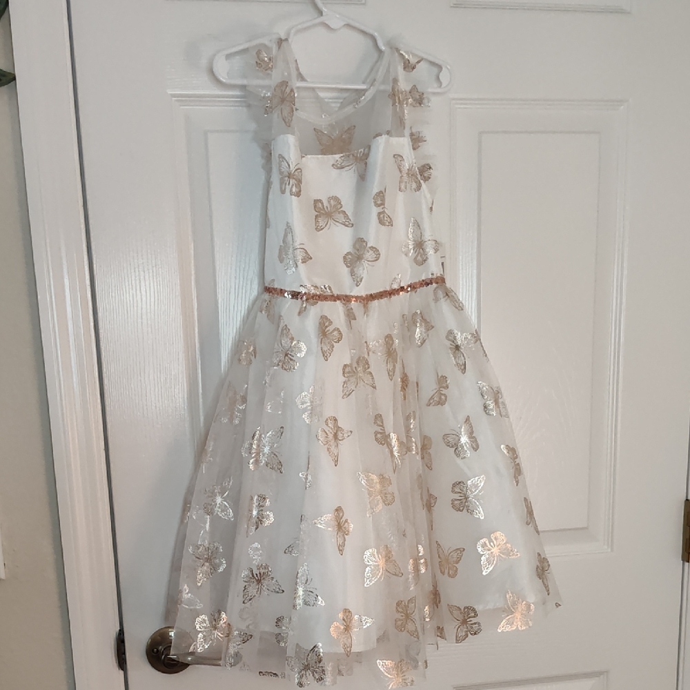 Lilt Ivory Dress with Metallic Butterfly Design